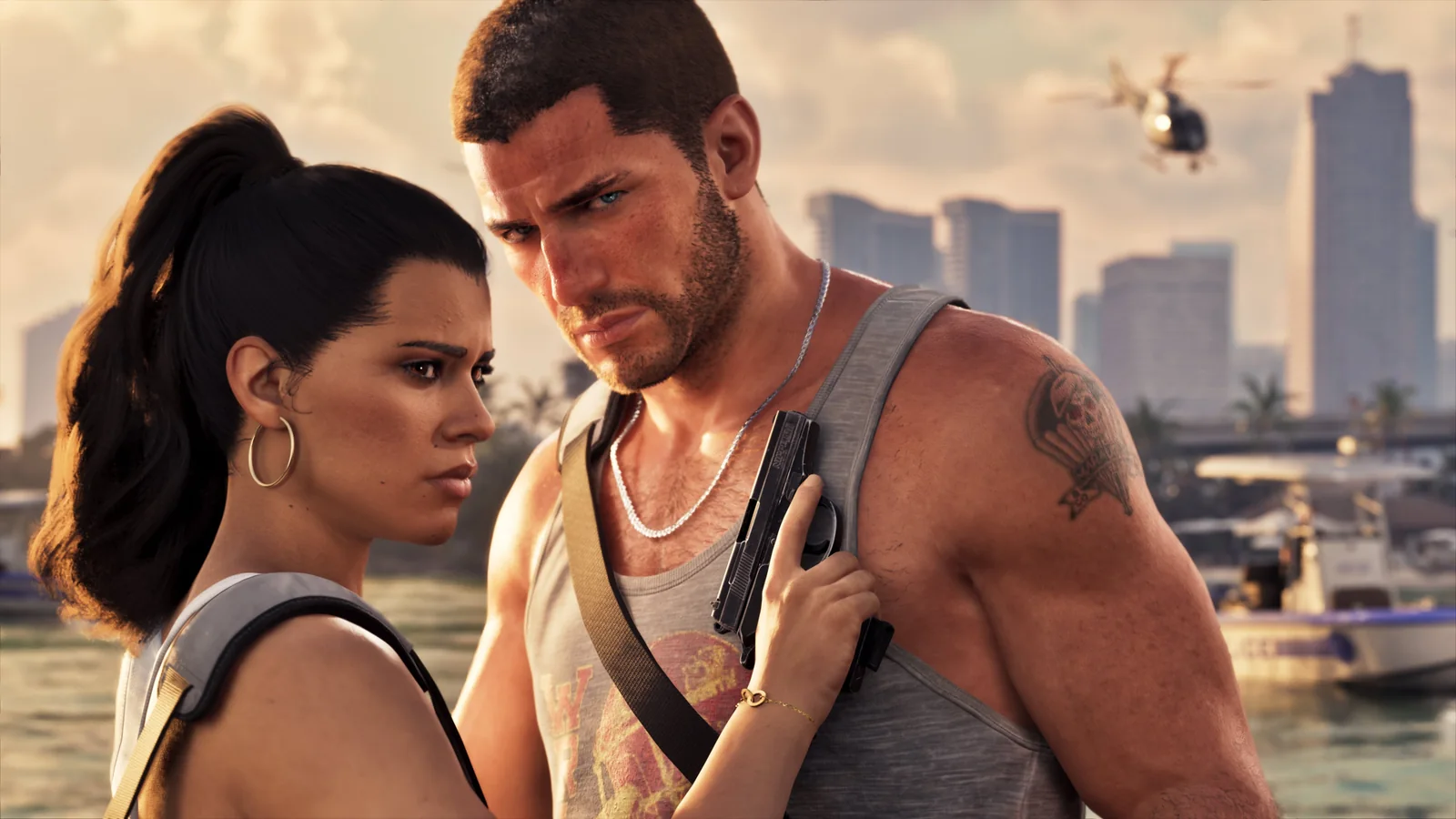 Official GTA VI screenshot of Jason and Lucia